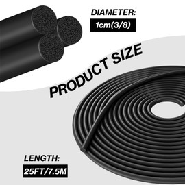 25FT Backer Rod 3/8 Inch Diameter Rubber Caulk Concrete Expansion Joint Filler Black Rubber Caulk Saver Weather Stripping for Gaps and Joints Filling(3/8 Inch x 25FT)