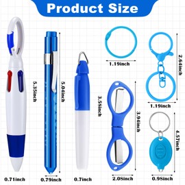Geiserailie 10 Set Nurse Pen Set Includes Highlighter Marker Retractable Ballpoint Pen Lights for Badge Nursing Keychain Clip Foldable Scissors LED Flashlight for Nurse Gift Accessories (Trendy Color)