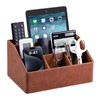 MEIBOOCH PU Leather Desk Organizer, Luxury Remote Control Holder for