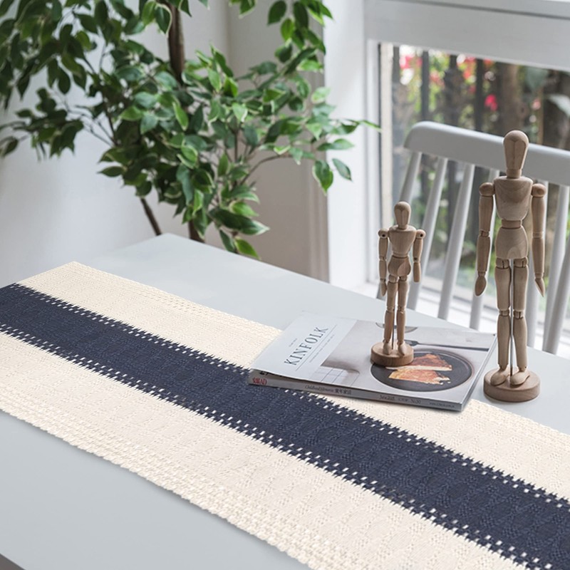 Karlesi Table Runner,Cotton and Natural Burlap Splicing Table Runner with