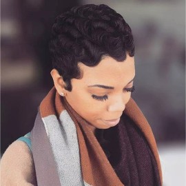 Light Moo Peluca De Cabello Humano Ondulado Corto Para Mujer