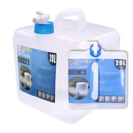 Contenedor de agua plegable con espiga, jarra de almacenamiento de agua para camping, sin BPA, para mochila de senderismo y kit de supervivencia, cantimplora portátil plegable de 1.3/2.6/3.9/5.3 galones (5.3 galones, 1 paquete)