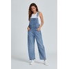 Ladyful Women's Denim Overall Casual Straight Wide Leg Bib Jeans