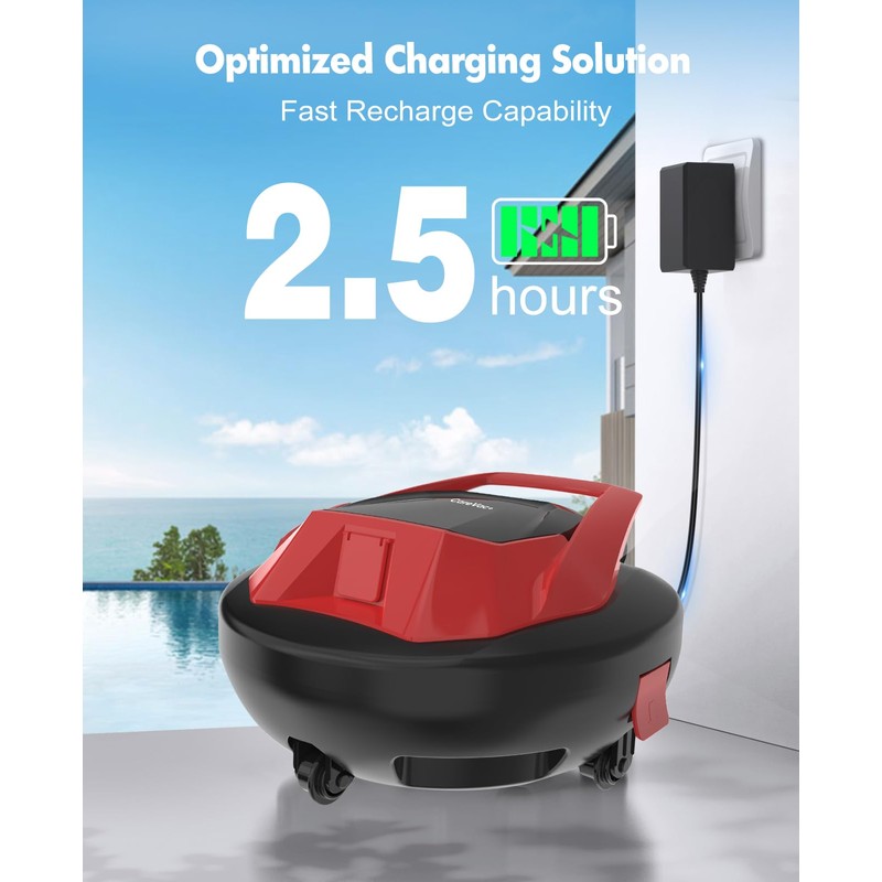 Cordless Robotic Pool Cleaner for Flat Bottom Pools - 90Min