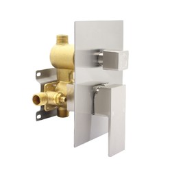 Brushed Nickel 3 Way Outlet Shower Diverter Valve - Flow Control Mixer Mixing Rough-In Shower Valve Modern Concealed