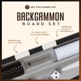 Get The Games Out Backgammon Set, Classic Board Game Case, 2 Players, Includes Strategy & Tip Guide, Perfect for Parties and Family Game Nights - Large, Black