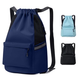 Oziral Gym Bag with Drawstring, Large Capacity Sports Bag, Waterproof Sports Backpack, Backpacks with Reflective Stripes, Gym Bag for Men and Women, darkblue