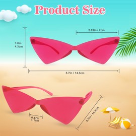 SEPTPARTY Womens Cat-Eye Shaped Rimless Sunglasses for Bachelorette Party Favors, Mixed Color,Multi 12 Pack(CATEYES12MIX)