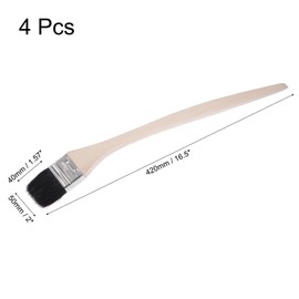 uxcell Bent Radiator Paint Brush 17" Length 2" Width Bristle with Long Wood Handle for Wall Treatment Black 4Pcs