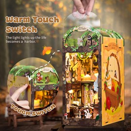 CUTEBEE Book Nook Kit, DIY Miniature House Booknook Dollhouse Kit for Adults and Teens, 3D Wooden Puzzle Bookend Bookshelf Insert Decor, Tiny House Model Build Gifts Kit (Mole‘s Apartment)