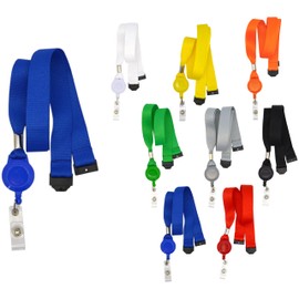 50 Pcs Keychain with Id Yoyo, Ski Pass Holder Lanyard 20 mm Wide, Nacken-Sicherheitsclip, Safety Clasp - Black