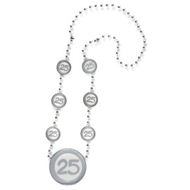 Silver Wedding Decoration Chain Silver - Original 25th Birthday Decoration, Table Decoration Silver Wedding or for the Anniversary 25 Years - Birthday Decoration 25 Years Woman or Man - Tiwoca