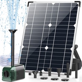 Antfraer 20W Solar Water Fountain, Solar Powered Water Fountain with 320GPH Pump, Adjustable Flow Solar Pond Pump, 6.6FT Tubing, 16.4ft Cord for Pond, Fish Tank, Yard, Pool,Garden Used