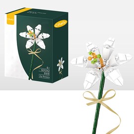 Cihely Flower Bouquet Building Blocks Kits Lily 601242, Artificial Flowers Building Project to Release Stress and Focus The Mind, for Birthday Gifts to Adults/Teens(100+ Pieces)