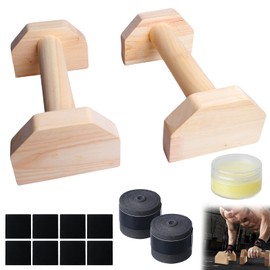 WIYETY Pack of 2 Wooden Push-Up Handles, Push-Up Handles, Wooden Parallettes, Non-Slip Push-up Handles, Push Up Bar, Yoga, Push-Up or Handstand Handles for Indoor and Outdoor Use (1 Pair, 25 cm)