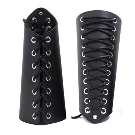 Yuelulala 2PCS Leather Gauntlet Wristband, Leather Gauntlet Wristband, Leather Arm Guards Medieval Bracers Punk Bracers for Women Men Boys (A44-2)