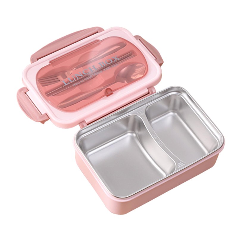 lvifloae Divided Food Box Portable Insulated 304 Stainless Steel Box