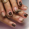 24Pcs Flower Press on Nails Short Square Fake Nails 3D