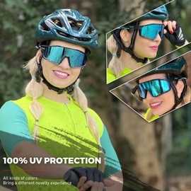 KAPVOE Polarized Cycling Glasses MTB Glasses Mountain Bike Glasses Men Women Biking Glasses Sport Sunglasses Bicycle Riding Glasses MTB Goggles Cycle Glasses Running Fishing Road Bike Sunglasses Blue