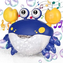 Juguetes para el Baño,Cangrejo Burbujeador para la Bañera,Hace Burbujas y Reproduce 12 Canciones Infantiles con Ventosa Fuerte,Regalo para Niños Niñas