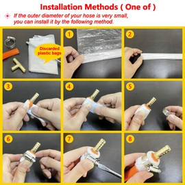 Da by 2 pcs 1/4"(6mm) Brass Tee Barb Fittings for 1/4" ID Hose,6 pcs Stainless Steel Pipe Clamps,3 Way Union Intersection for Water/Fuel/Air(T)