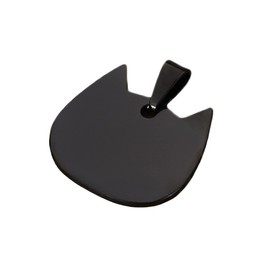 5 Pieces Cat Head Pet ID Tags Cat Name Blanks Stainless Steeel Blank Stamping Tags with Hole Collar Tags Metal Kitty Charms Necklace Bracelet Disc DIY Pendants, Black