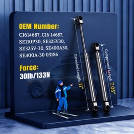 ARANA C16-14687 11 inch Gas Struts, C1614687 11" 30LB/133N Gas Shocks Spring Props Lift Support for Yakima Rocket Box Rooftop Cargo Box Truck Camper Shell Toolbox Cabinet Door Toy Box Lids, 2Pcs