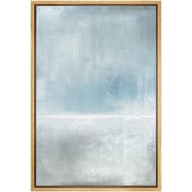 SIGNWIN Framed Canvas Print Wall Art Pastel Watercolor Blue Gray Landscape Abstract Shapes Illustrations Modern Art Minimal Relax/Calm Multicolor for Living Room, Bedroom, Office - 24"x36" Natural
