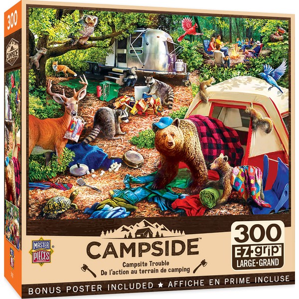 Masterpieces 300 Piece EZ Grip Jigsaw Puzzle - Campsite Trouble - 18"x24"