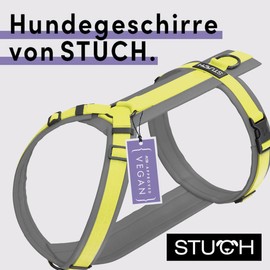STUCH Dog Harness - Adjustable Nylon Harness - Padded - for Small, Medium and Large Dogs (Lime, S)