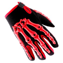 1Storm Youth Motocross Gloves Motorcycle BMX MX ATV Dirt Bike Bicycle Skeleton Cycling Kids Gloves Red