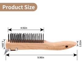 SUPERCLN Wire Brush Wooden Curved Handle Scratch Brushes with Scraper,Wire Brushes for Cleaning Welding Slags and Rust,Carbon Steel Wire