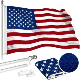 UD_G128 - 5 Feet Tangle Free Spinning Flagpole (Silver) USA American Flag Brass Grommets Spun Polyester 2.5x4 ft (Flag Included)