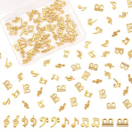 OLYCRAFT 90 Pieces Resin Sealing Parts, Music Notes, Metal Parts, Alloy, Decorative Parts, Charm Parts, UV Resin Encapsulated Material, Handmade Accessory Parts, DIY Handmade, Gold