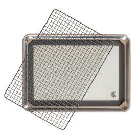 Nordic Ware Naturals Half Sheet Pan, Deluxe Silicone Liner and Cooling Rack, Cookie or Roasting Bakers Set