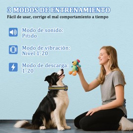 IEYGFAA Collar de Entrenamiento para Perro de 800m, Collar Antiladridos Perro con 4 Modos de Entrenamiento, Control Remoto y Bloqueo de Seguridad, IP67 Impermeable, para Perros de 8 a 120 Libras