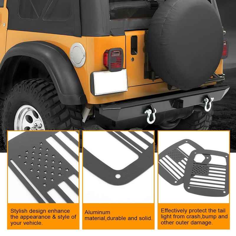 GLOBLED Tail Light Guards Covers Compatible with Jeep Wrangler TJ