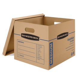 Bankers Box Medium Classic Moving Box 20 Pack, Reinforced Handles, Tape-Free Assembly, Box with Lid, 19-in x 14.5-in x 15.5-in (8817202)