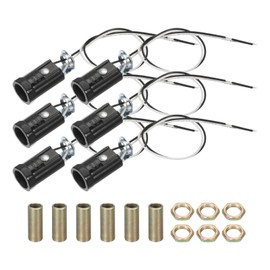 PATIKIL Candelabra Base Lamp Holder Light Socket, 6pcs UL Listed Keyless E12 Bulb Socket with 9.8" Wire Leads for E12 Incandescent LED Light Bulbs, 1.7" Tall