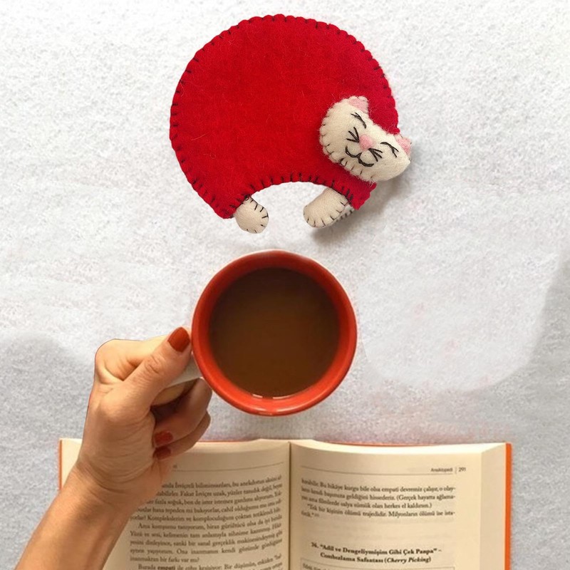 Felt Coasters - Cat Coasters Cup Drink Mat,Heat Resistant Dinning