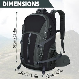 OUUTMEE 30L/40L Hiking Backpack, Waterproof Trekking Rucksack for Men Women, Lightweight Travel Daypack for Outdoor Camping, Treking, Climbing, Traveling, Mountaineer (Black)