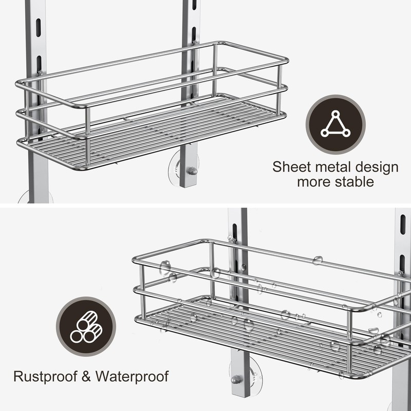 Orimade 4 Tier Adjustable Anti-slip Shower Caddy over Shower Head,Rustproof