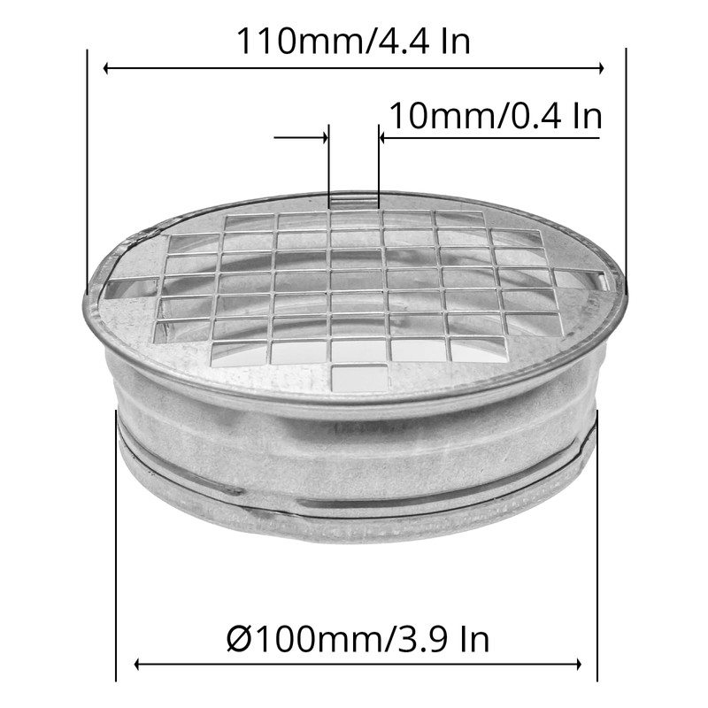 4" Inch (net 3/8" x 3/8" Inch) Duct End Cap