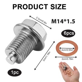 EuAcesry Magnetic Oil Drain Plug, M14 x 1.5 Oil Drain Screw, Magnetic Oil Pan Drain Nut Made of Return Drain Plug Adapter with Seals for Most Cars Boats Motorcycles