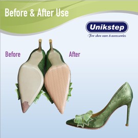 UNIKSTEP 2 Pairs (4 Pieces) Shoe Sole Protectors, Wave Pattern Shoe Bottom and Heel Non Slip Grips, Self Adhesive Anti Skid Noise Reduction Pads (Khaki)