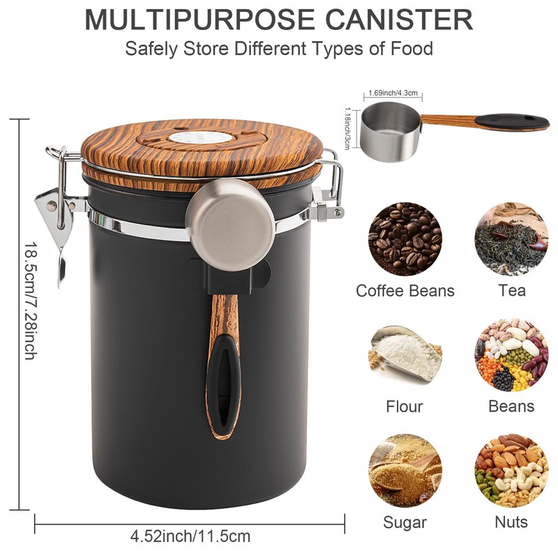 TEDSWAIT Coffee Canisters Airtight Coffee Bean Storage Container Kitchen Stainless