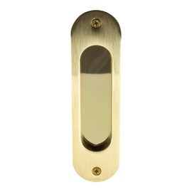 Gedotec Shell Handle Sliding Door Inlet Handle Oval Sliding Door Handle Recessed - 3665C | 121 x 33 mm | Furniture Handle Antique Brass Gold Look Polished for Inlet | 1 Piece - Door Handle Vintage