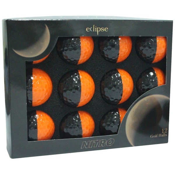 Nitro Eclipse Golf Balls, Black/Tangerine