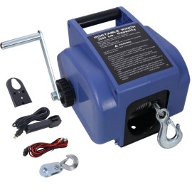 12V Electric Reversible Winch for Boats up to 6000 Lbs Galvanized Wire Rope with Extra Pulley Hook Power Trailer WinchColor: as Pic Color