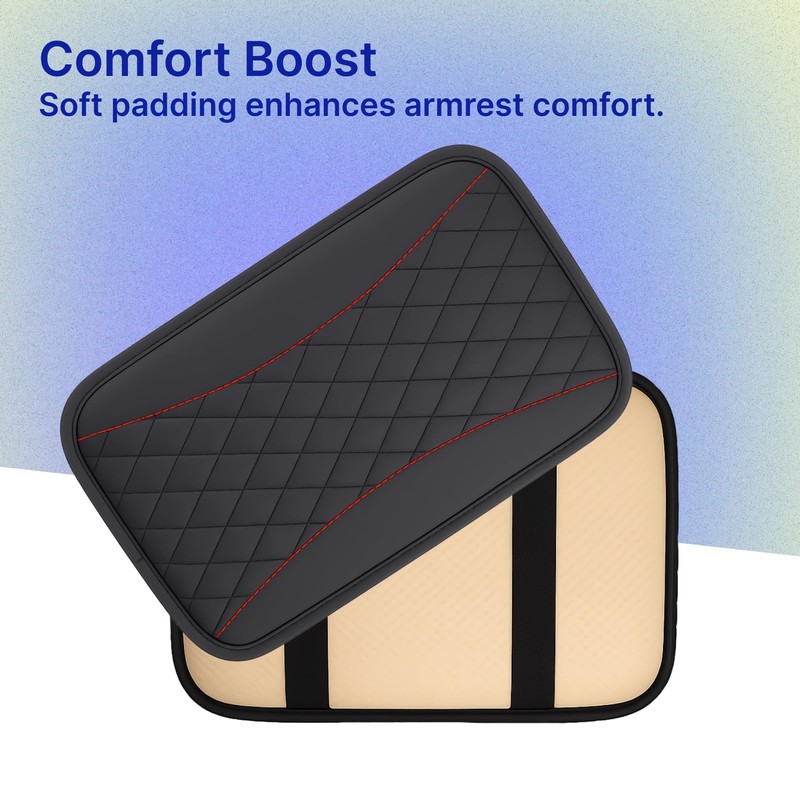 Universal Car Center Console Cushion Pad 19x31cm, Waterproof PU Leather